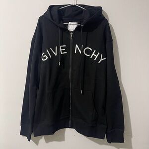 Givenchy Black Zip-Up Hooded Sweatshirt